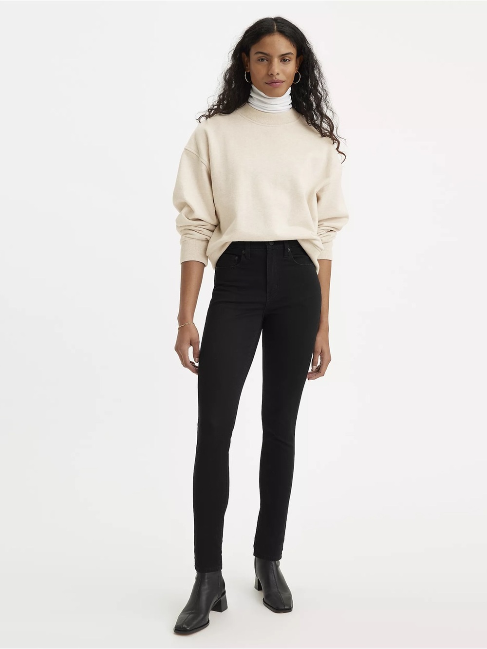 High-Rise Skinny Jeans in Black